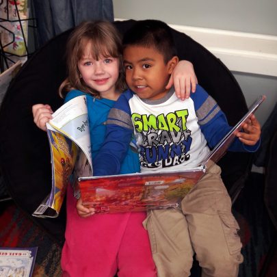 Lincoln elementary students reading together