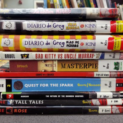 Stack of library books