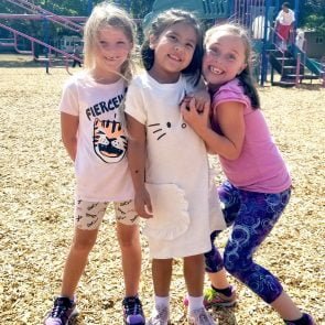 Students posing on the playground